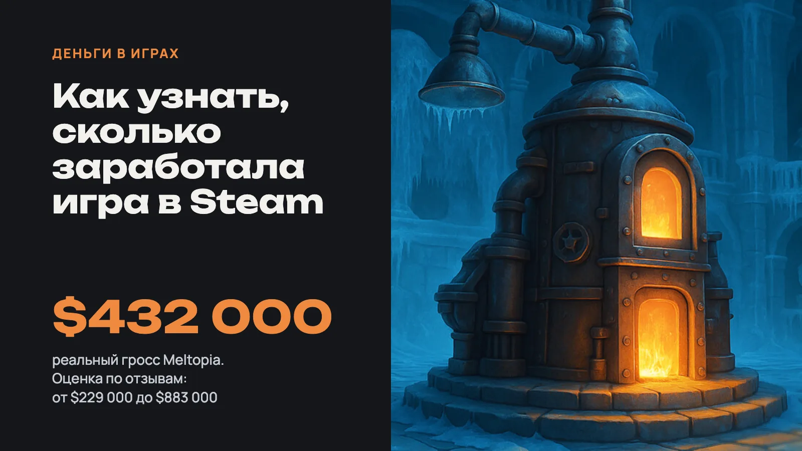 Печь-плавильня из Meltopia в ледяном зале и сумма $432 000 - реальный гросс игры